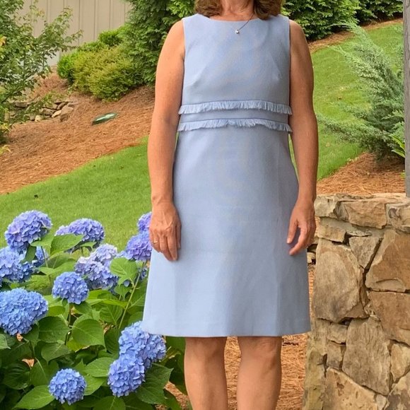 Eliza J Sleeveless Blue Fringe Dress - sz 6 - Picture 2 of 7